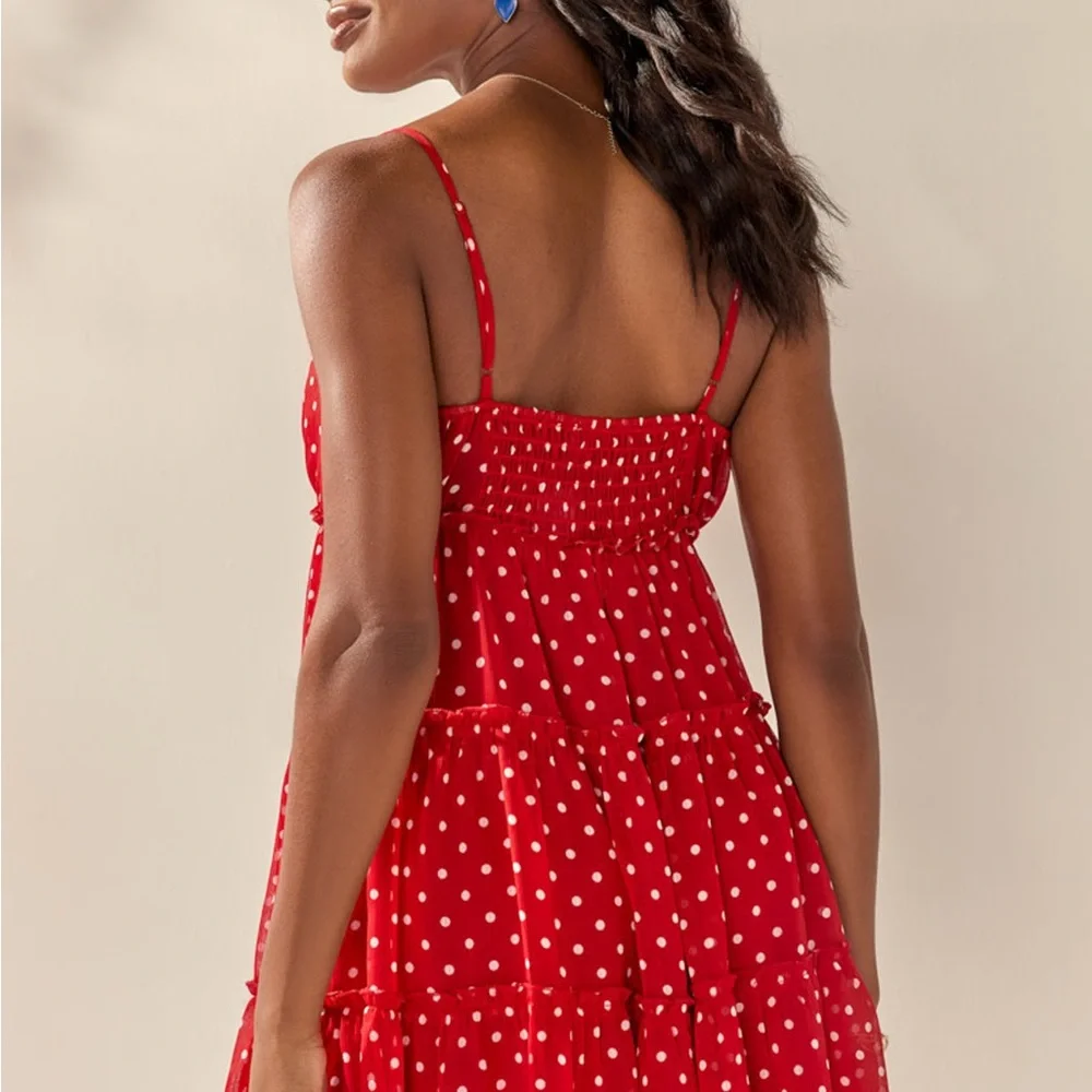 🔥 NWT gorgeous red with white polka dot swing dress by Francesca’s. - Picture 4 of 9